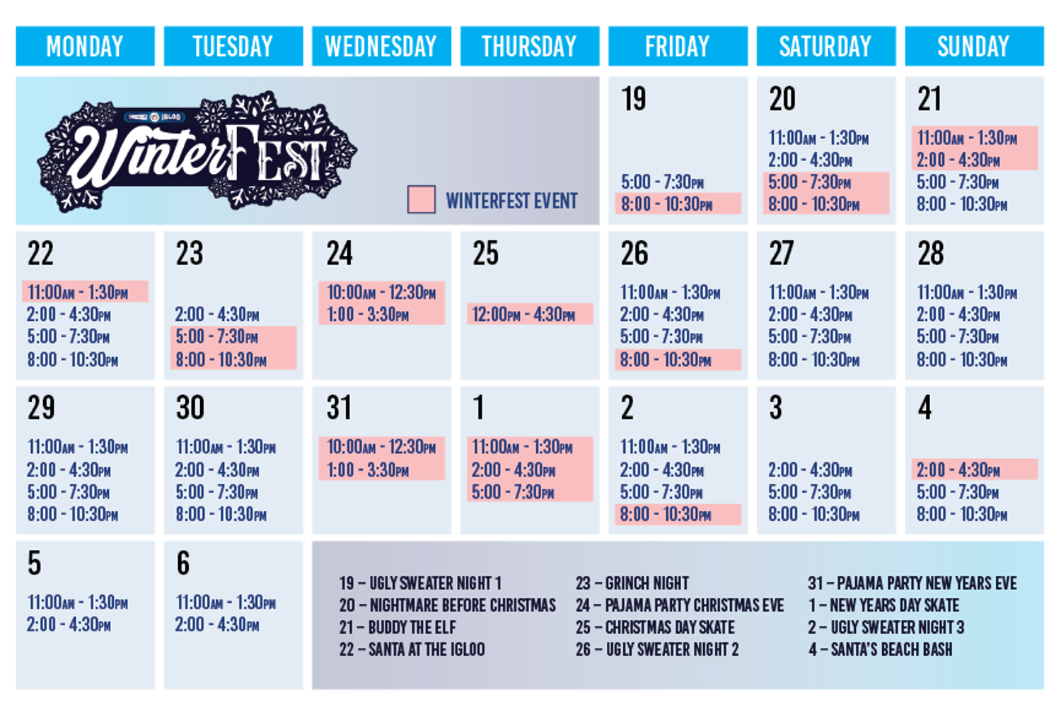 Igloo Winterfest 2025 Postcard BACK